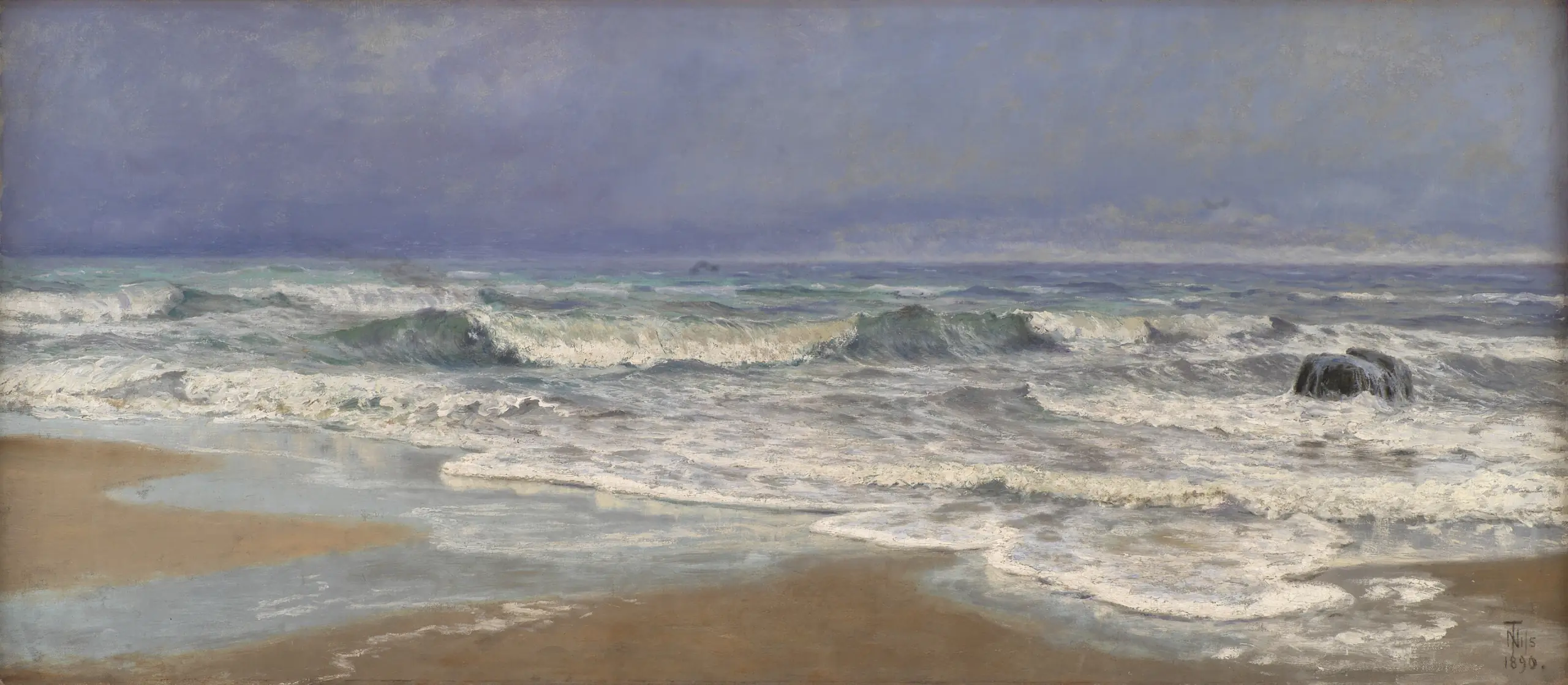 Grey Day by the North Sea, with Surf, Thorvald Niss, 1890