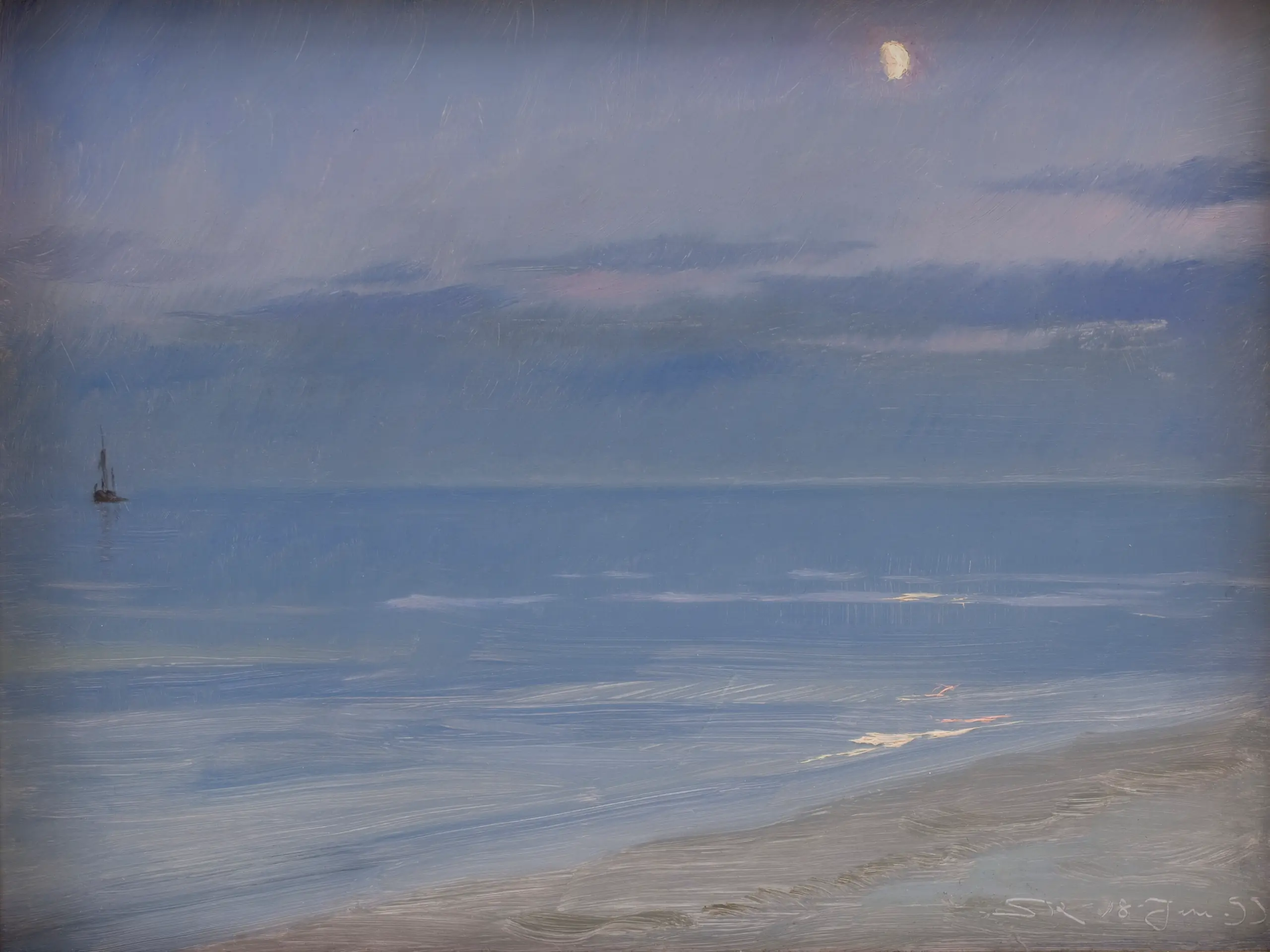 Skagen Beach in Moonlight, P.S. Krøyer, 1899